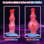 7.87”Realistic Squirting Inflatable Dog Knot Dildo 2 Big Knotted Expanding Butt Plug Strong Ejaculating Toy Silicone Soft Fantasy Dildo G-Spot Cumming Animal Penis Plug Adult Sex Toys & Games (S)