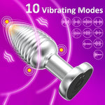 Vibrating Butt Plugs,2.87 Inch Stainless Steel Anal Plug Anal Vibrator With 10 Vibration Modes, Metal Prostate Massager Adult Sex Toys For Men Women