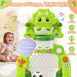Toddler Basketball Hoop & Soccer Goal, Toys For 1 2 3 Year Old Boys Girls, Sports Toy With Light & Music, Adjustable Height Dinosaur Toys, Baby & Toddlers Christmas Birthday Gift For Ages 1-3