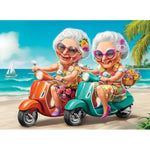 500 Piece Jigsaw Puzzle for Adults - Grandma Beach Scooter Tropical Adventure