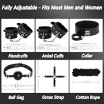 Bdsm Kit Bondage Set, 11 Pcs Sex Kit Bed Restraints Accessories With Adjustable Handcuffs Collar Ankle Cuff Nipple Clamps Anal Plugs For Men Women Couples