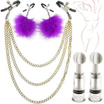 Nipple Stimulates Women, Purple Feather Non Piercing Body Jewelry Set Nipple Breast Clips Nipple Clamps For Pressure