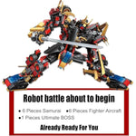12 In 1 Transforming Mecha Robot Building Set,Mech Model Building Kit, 542 Pcs Compatible With Lego Ninja Mech Warrior Cool Robots Toys Gift For Adults