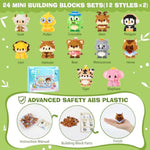 24 Pack Valentines Day Gifts For Kids Classroom, Mini Building Blocks, Building Toys Set Kids Valentines Day Cards For School, Party Favors Exchange 6+ (Animals)
