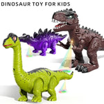 3 Pack Electrical Walking Dinosaur Toys For Toddlers 3-4 3-5 Years With Sound And Light Up, Toddler Robot Dinosaur, Brachiosaurus, Stegosaurus Dinosaur Figures For Kids