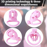 Chastity Cage Cock Cage, Male Chastity Device With 4 Sizes Of Rings, 3D Printed Lightweight Resin Male Chastity Cage Hidden Lock Penis Cage Bondage Gear & Accessories Abstinence And Exercise Pink(L)