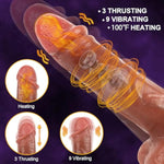 9" Realistic Silicone Thrusting Dildo Vibrator With Heating & Suction Cup, 3 Thrust & 9 Vibration Modes For G-Spot & Anal Stimulation, For Women & Couples