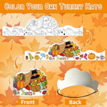 Thanksgiving Turkey Crowns and Hats Set for Kids - 24 Pieces Fall Crafts