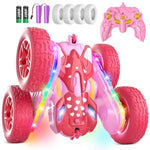 Remote Control Car For Girls, Pink Rc Cars Stunt Rc Car Girl Toys For Girls Double-Sided 360° Rotating With Headlights 4Wd Kid Toys For Birthday Gifts (Pink)