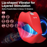 Sex Toys For Men Vibrating Cock Ring Penis Ring Vibrator Red Lips Clitoral Nipple Stimulator, 10 Vibrations Adult Toys Male Pleasure Couples Sex Game Delaying Ejaculation To Please Your Partner
