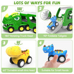 Toddler Car Toys For 1 2 3 4 5 Year Old Boy, 5-In-1 Dinosaur Vehicle Trucks Toys For Toddlers 1-3 With Sounds & Lights Toys For Boys 4-7 Toys For Age 2-4 Dinosaur Toys For Kids 3-5