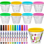 28 Pcs Flower Pot Painting Kit with 16 Pots & 12 Markers, Spring DIY Craft