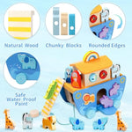 Wooden Noah'S Ark Toy With Animal Shape Sorter,Baptism Gifts For 1 2 3 4 Years Old,Montessori Toys For Toddlers,Baptism Gifts For Boys And Girls,24 Months Babies