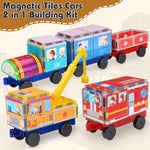 Magnetic Tiles Cars Construction Set - 30 Pcs Magnetic Tiles Magnet Bricks Truck Sensory Toys, Educational Magnet Cars Set Building Blocks For 3 4 5 6 7 8+ Year Old Girls Boys Toddler
