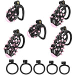 Chastity Device With Soft Spikes, Spiked Male Chastity Cage, Comfortable Nylon Resin Plastic Chastity Device, 3D Printed, 5 Sizes, Multiple Colors, Includes 5 Rings (Black, Small)