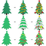 24 Pack DIY Foam Christmas Tree Craft Kits for Kids, Xmas Party Activity