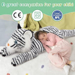 Giant White Tiger Stuffed Animal - 47” Realistic Tiger Plush Toy For Boy Girl Kid, Soft Fluffy Zoo Animal Toy Pillow For Christmas, Baby Shower Party Favor Birthday Gift