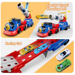 Truck Toys For Kids, Large Train Toys Include 4 Racing Cars+Eva 6 Ball, With Light & Sounds, Eejection&Shooting Transport Cars Toy, Gifts For Boys Girls 3+ Year Old