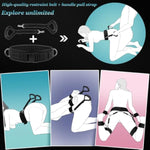 Sex Bondage Bdsm 9 Pcs Set Restraint Kits For Women Innovative Waist Belt With Handle Pull Straps Hand/Ankle/Thigh Cuffs Cross-Buckle Strap Nipple Clips Ball Gag Blindfold Adult Sex Toys For Couples