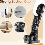 Sex Toys For Women 14.76 Inch Black Realistic Huge Big Dildo With Veiny Textures, Lifelike Balls And Extra Wide Suction Cup Base Thick Dildos For Anal G-Spot Stimulation