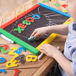 Double-Sided Magnetic Chalkboard & Dry-Erase Board with 36 Magnets & Accessories