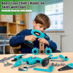Kids Tool Set – Pretend Play Toddler Tool Set With Tool Box, Electronic Toy Drill, Screwdriver, Screw Construction Kits, Educational Tools For Kids Ages 3,4,5,6,7 Years Old, Boy Girl