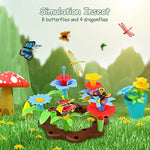 Kids Gardening Tool Set, Garden Toys With Wheelbarrow, Watering Can, Shovel, Flower Garden Building Toy, Pretend Play Outdoor Indoor Activities Stem Toy Gifts For Boys Girls