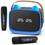 Mini Karaoke Machine Toys Gifts,Kids Portable Mp3 Player With 2 Wireless Microphone And Led,Christmas Birthday Gifts For Girls Boys 3 4 5 6 7 8+ Year Old (Blue)