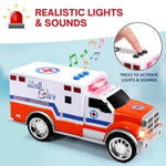 Liberty Imports 3-in-1 True Hero Emergency Rescue Vehicles Kids Toy Cars Playset - Ambulance, Fire Truck and Police Car with 3-Button LED Light and Sound Effects