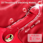 Thrusting Dildo G Spot Vibrator, Women Sex Toys Clitoral Stimulator Wand Massager With 10 * 10 Thrusting & Vibrating Modes, Female Vibrator Realistic Dildo Sexual Tools For Women And Couples(Red)