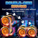 Remote Control Car With Cool Light, Fast Double Sided 360° Rotating Stunt Rc Car Toys For Boys Ages 4-7 8-12, Birthday Gifts For Kids Boys Girls 3 5 6 7 8 9 10 Year Old (Orange)