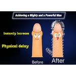 Men'S Crystal Wolf Tooth Vibrating Condom With Delay Ring – Premium Silicone Couples’ Adult Toy For Extended Pleasure, Ultra-Stretchy (E, Count, 1)