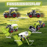 5 Pack Diecast Farm Tractor Toys - Mini Farm Vehicle Set With Combine Harvester, Forage Harvester And Trucks - Alloy With Plastic Parts Tractors - Christmas Birthday Gifts & Party Favors