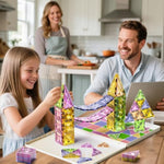 Magnetic Tiles For Kids Ages 4-8, Holiday Building Set With Diamond Surface & Metal Storage Box, 60Pcs Stem Learning Toys, Educational Building Gifts For 3-8 Year Olds