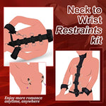 Neck To Wrist Restraints Kit With Collar Metal O Rings Behind Back Handcuffs Anti-Collar Adjustable Sex Bondage Sexy Beginner Kit Wrist Cuff Sm Sex Toy