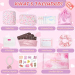 22 PCS First Period Starter Kit Gift for Teen Girls Period Bags for Teen Tweens Girls with Sanitary Pad Storage Bag, Wipes, Menstrual Tracker, Disposal Pouches and More (Pink Floral)