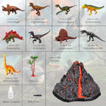 Large Volcano Set With 9 Realistic Dinosaur Action Figures For Kids 2 3 4 5 6 8 10 Years, Simulated Volcanic Eruptions W/Sounds, Volcano Can Store Dinos, Gift For Toddlers Boys & Girls