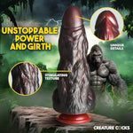 King Kong Silicone Dildo For Beginners, Men, Women, & Couples. Fantasy Dildo And Suction Cup Base. Harness Compatible, Premium Silicone. 1 Piece, Silver & Orange.