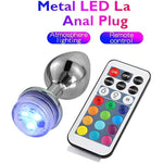 Metal Anal Plug With Led Light Remote Control Stainless Steel Butt Plug Sex Toys For Couples No Vibrator. Glow In The Dark?Material Safe?