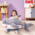 Large Shark Stuffed Animal Plush Toy,39" Giant Shark Cute Jumbo Soft Toys,Huge Big Size Fluffy Plushy Fat Oversized Plushie,Gifts For Kids