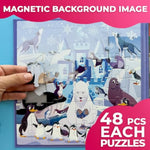 Magnetic Toddler Puzzles Ages 4-6 - 2X48 Travel Puzzles Games For Kids 3-5 Years Old - Activities Car Toy For Boys And Girls 2-4 Yo - Polar & Jungle Animals Learning Magnet For Road Trip