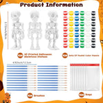 28 Set 3D Printed Skeleton Figurines Painting Kit with Brush Paints