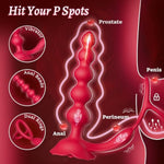 Vibrator Sex Toys Dildo For Men - Remote Control Rose Anal P Spot Prostate Massager With 10 * 10 Vibration & One-Click Burst, Anal Beads With Dual Motor Cock Ring Sex Toy For Solo Couple Play