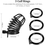 Steel Metal Male Cock Cage Male Chastity Device Locked Cage Sex Toy For Men (3 Rings) (Black)