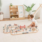100-Piece Wooden Train Set For Toddlers Ages 1+, Fun & Eco Friendly Toddler Train Set With Wooden Toy Tracks - Creative Toy Town Promoting Imaginative Play With Flexible Configuration