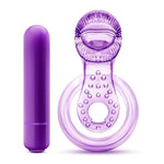 Blush Play With Me Lick It - Vibrating Double Strap Penis Ring With Clit Licking Tongue Stimulator, Soft Stretchy Cock Ring W/Bullet Vibe Love Zone Tickler, Ipx7 - Adult Sex Toy For Couples -(Purple)
