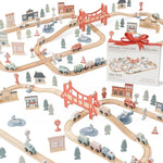 100-Piece Wooden Train Set For Toddlers Ages 1+, Fun & Eco Friendly Toddler Train Set With Wooden Toy Tracks - Creative Toy Town Promoting Imaginative Play With Flexible Configuration