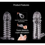 Men'S Crystal Wolf Tooth Vibrating Condom With Delay Ring – Premium Silicone Couples’ Adult Toy For Extended Pleasure, Ultra-Stretchy (E, Count, 1)
