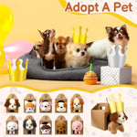 36Pcs Adopt A Puppy Party Favors Mini Stuffed Animals Plush Toy Set Includes 10Pcs Mini Plush Dogs, Birthday Hats, Kraft Paper Boxes, White Plastic Fence For Adopt A Dog Party