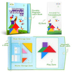 Travel Tangram Puzzle With 2 Sets Magnetic Wooden Shapes, Extra Large Dual-Sided Magnet Surface, Color Pattern Iq Book?Road Trip Car Plane Game?Educational Stem Travel Toys For Kids Adults